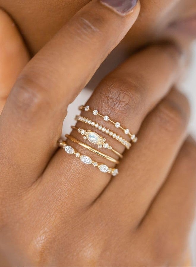 Honsny Stackable Gold Rings for Women Set Dainty 18K Gold Plated Cubic Zirconia Thumb Rings Thin Eternity Engagement Rings - Image 4